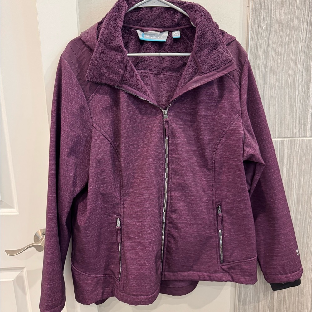 Free Country Women’s Fleece Lined Hooded Jacket XXL Plum Purple